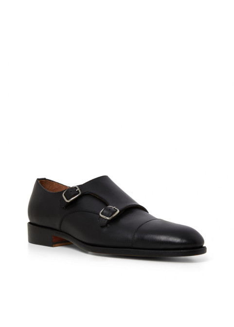 Men’s Double Monk Strap Captoe Leather Dress Shoe – Black