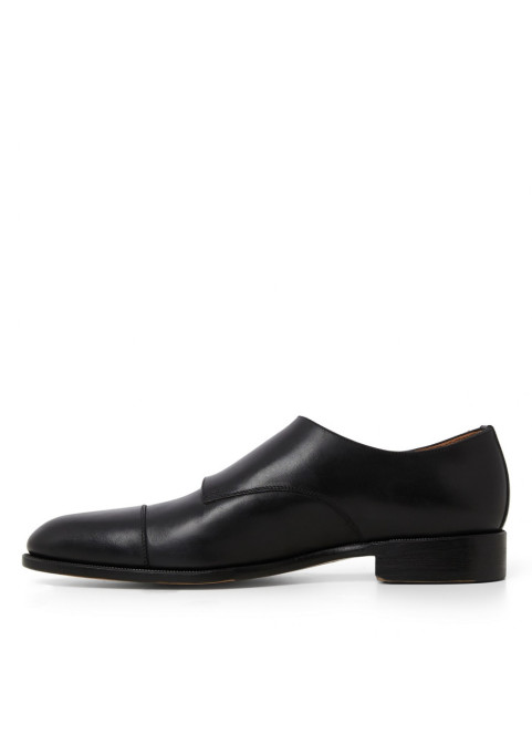 Men’s Double Monk Strap Captoe Leather Dress Shoe – Black