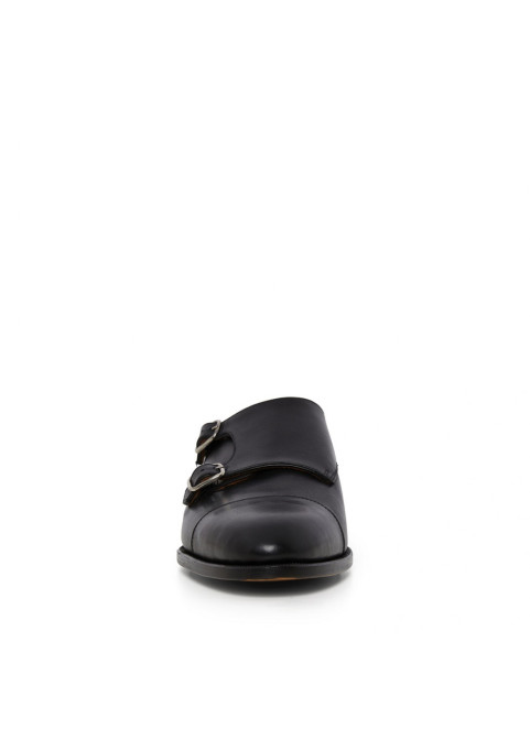 Men’s Double Monk Strap Captoe Leather Dress Shoe – Black