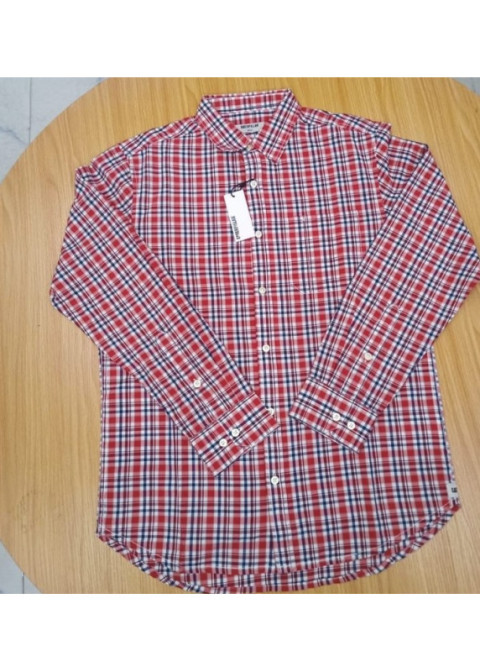 Cat plaid ls shirt red pepper